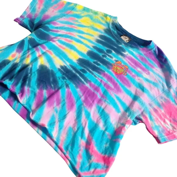 SANTA CRUZ Skateboards VINTAGE 90s Y2K UNISEX Men's (M) Women's (L) Tie-Dye Crop - Picture 3 of 12